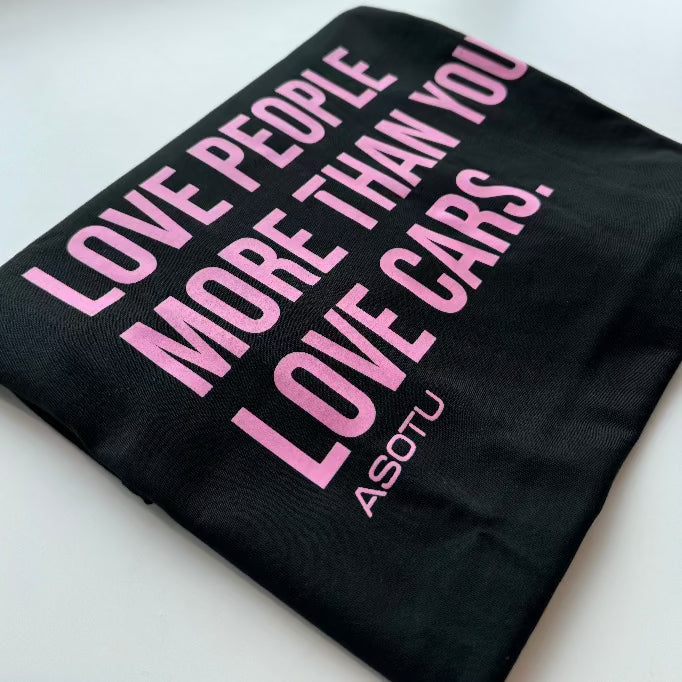 Premium Long Sleeve Love People More Than Cars Tee Black