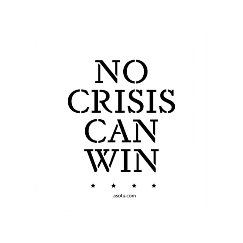 No Crisis Can Win Sticker (White)