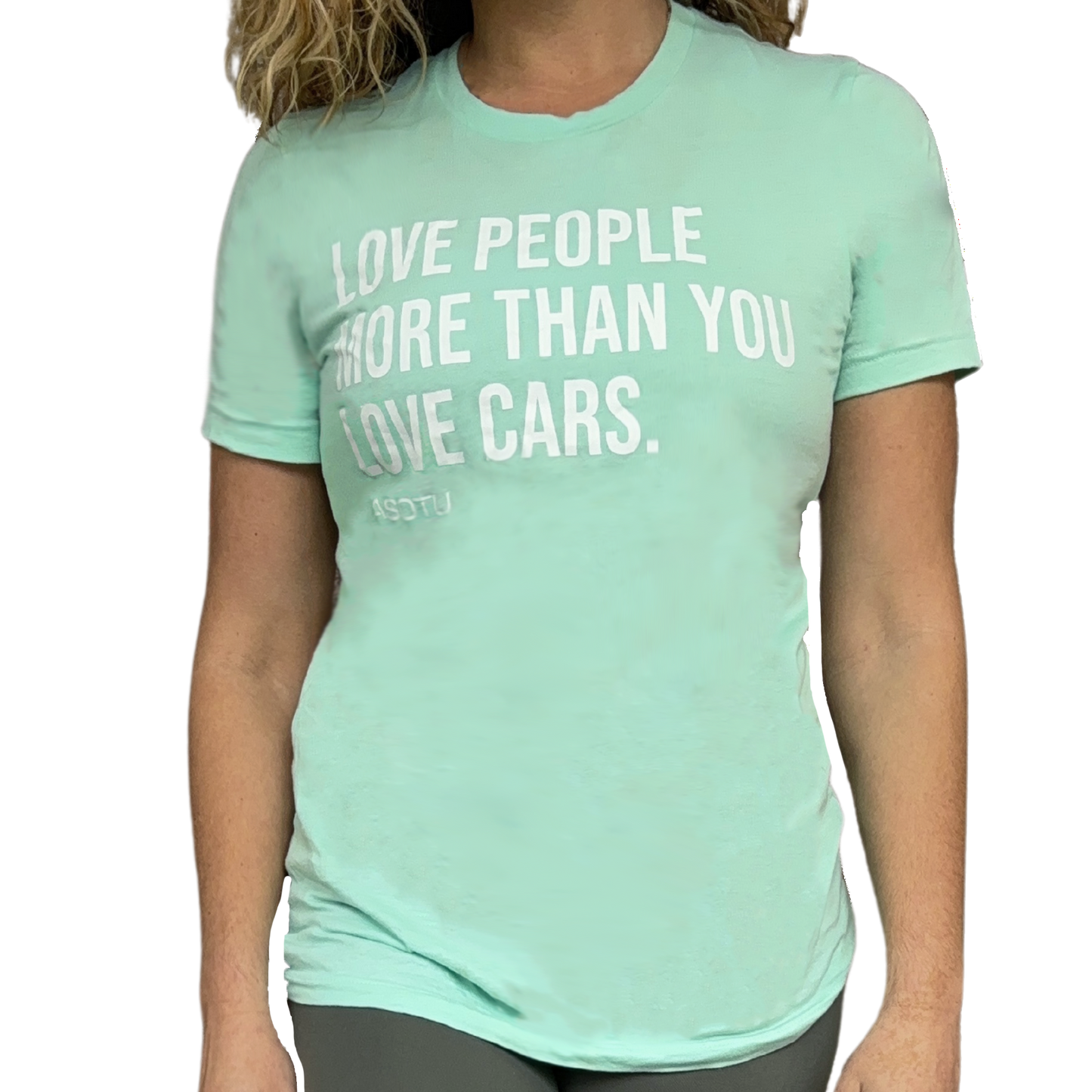 MINT Love People More Than You Love Cars T-Shirt Mint w/ White Print