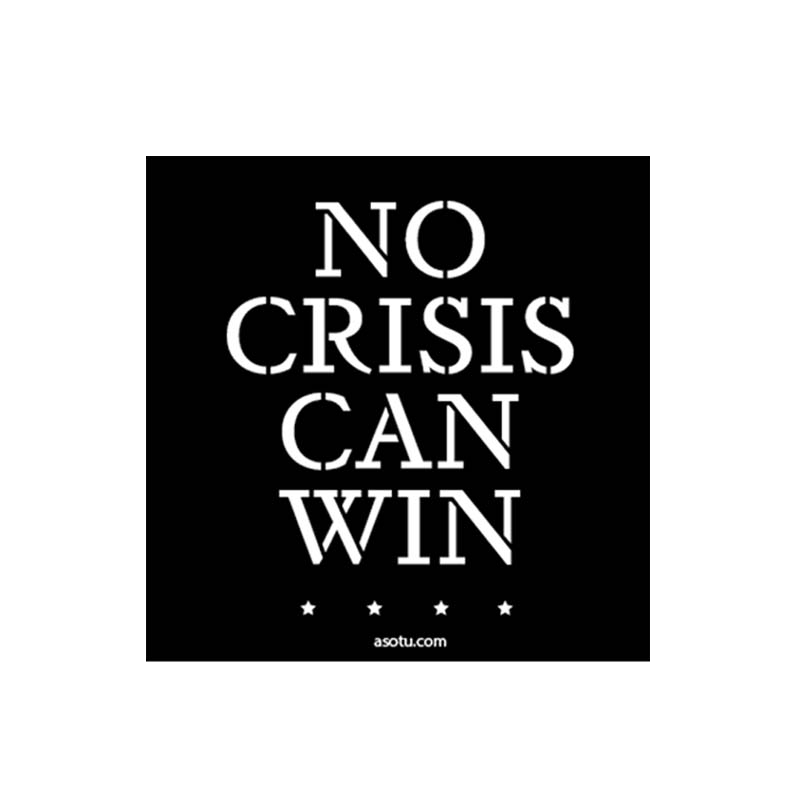 No Crisis Can Win Sticker (Black)
