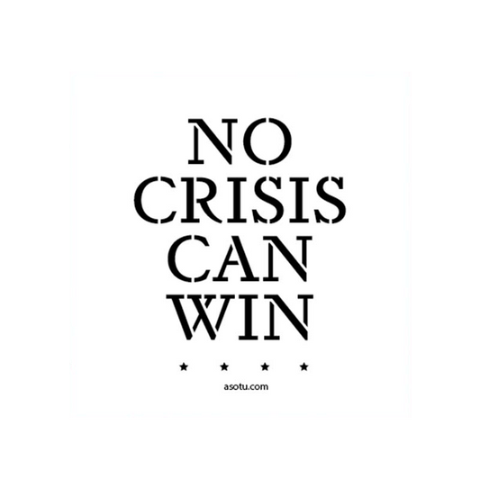 No Crisis Can Win Sticker (White)